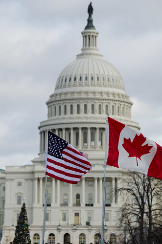 US and Canadian flags at the US Capitol