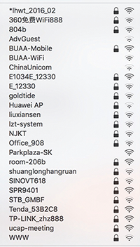 Figure 2: Wireless Networks in a Beijing Coffee Shop