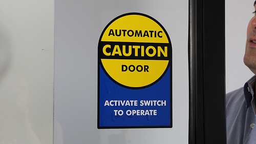 Caution Automatic Door by SmartSignBrooklyn automatic door photo