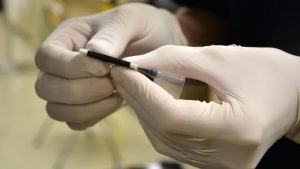 Winner Sheng Yuan receives his prize from judging panel member Giorgio Cacopardo of Marsilli