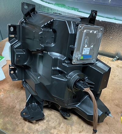 Headlamp assembly, rear view