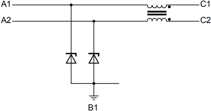 Figure 2: Schematic of integrated common mode filter with ESD protection