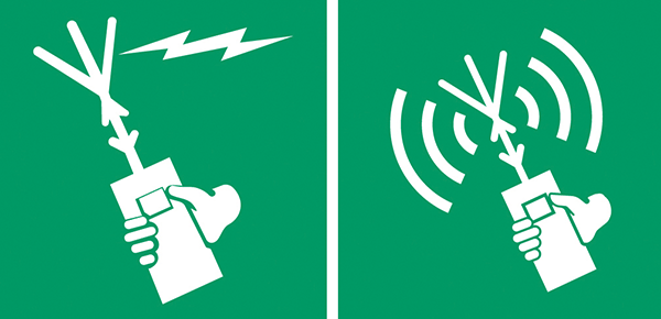 Figure 3: Old (at left) and new (at right) images of the radiotelephone symbol.