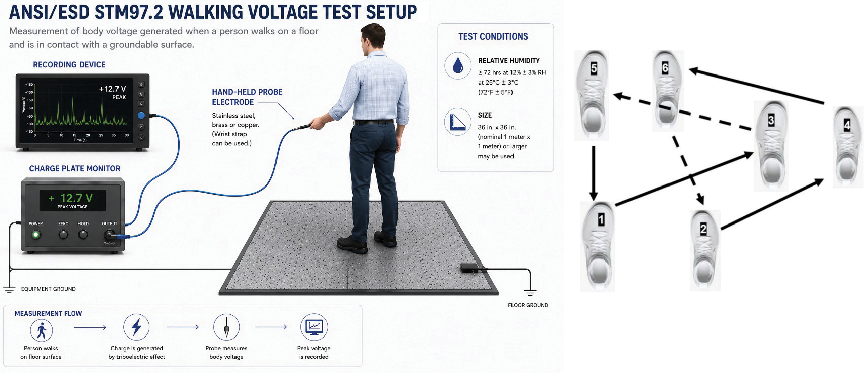 Figure 1: ANSI/ESD STM97.2 walking voltage test setup