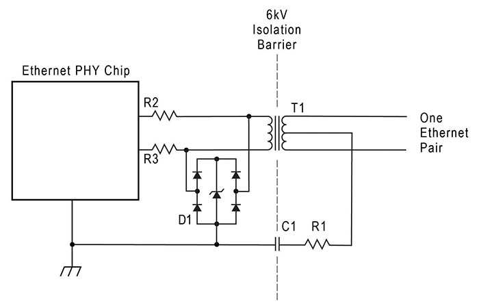 Figure 11: Ethernet Surge Protection for One Pair