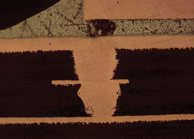 Cross-sectional view of stacked microvias